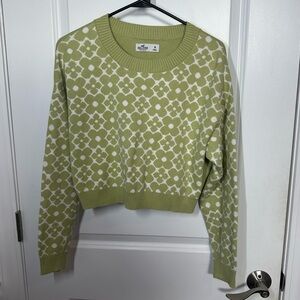 Medium Green & White Hollister Sweater